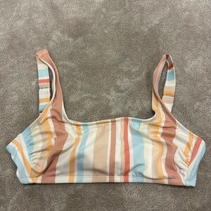 Xhilaration Striped Scoop Neck Tie Back Bikini Top